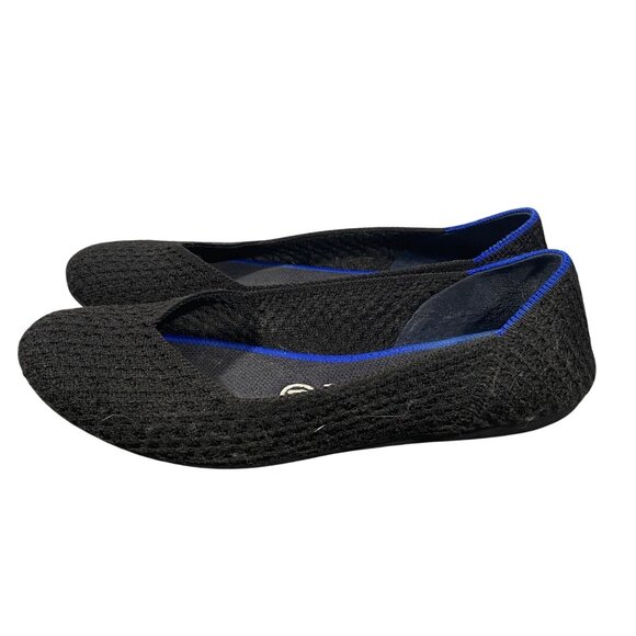 Rothys Womens Black round Toe knit ballet Flats shoes W6 neutral comfort - Picture 3 of 9